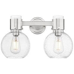 Downtown Lawton Sphere 16"W Satin Nickel Vanity Light w/ Seedy Shade