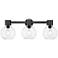 Downtown Lawton Sphere 24"W 3 Light Black Vanity Light w/ Clear Shade