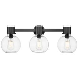 Downtown Lawton Sphere 24"W 3 Light Black Vanity Light w/ Clear Shade
