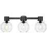 Downtown Lawton Sphere 24"W 3 Light Black Vanity Light w/ Seedy Shade