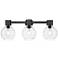 Downtown Lawton Sphere 24"W 3 Light Black Vanity Light w/ Seedy Shade