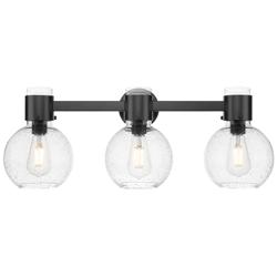 Downtown Lawton Sphere 24"W 3 Light Black Vanity Light w/ Seedy Shade