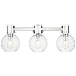 Downtown Lawton Sphere 24"W 3 Light Nickel Vanity Light w/ Seedy Shade
