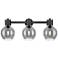 Downtown Lawton Sphere 24"W Black Vanity Light w/ Light Smoke Shade