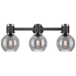 Downtown Lawton Sphere 24"W Black Vanity Light w/ Light Smoke Shade