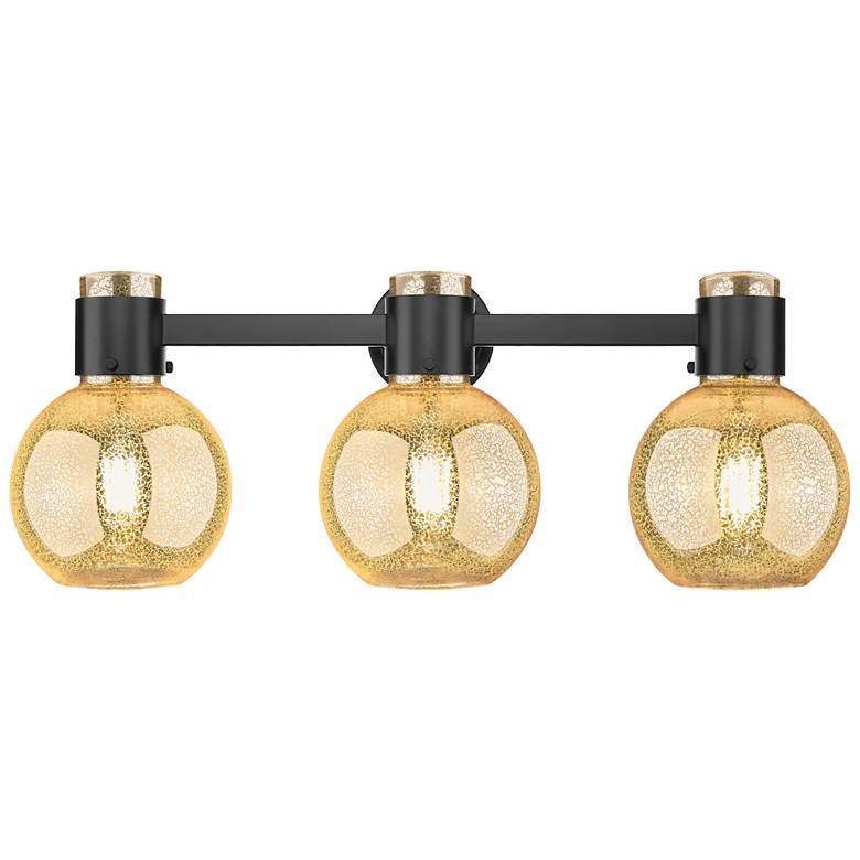 Image 1 Downtown Lawton Sphere 24"W Black Vanity Light w/ Mercury Shade
