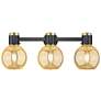 1_Downtown Lawton Sphere 24"W Black Vanity Light w/ Mercury Shade