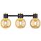 Downtown Lawton Sphere 24"W Black Vanity Light w/ Mercury Shade