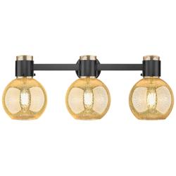 Downtown Lawton Sphere 24"W Black Vanity Light w/ Mercury Shade
