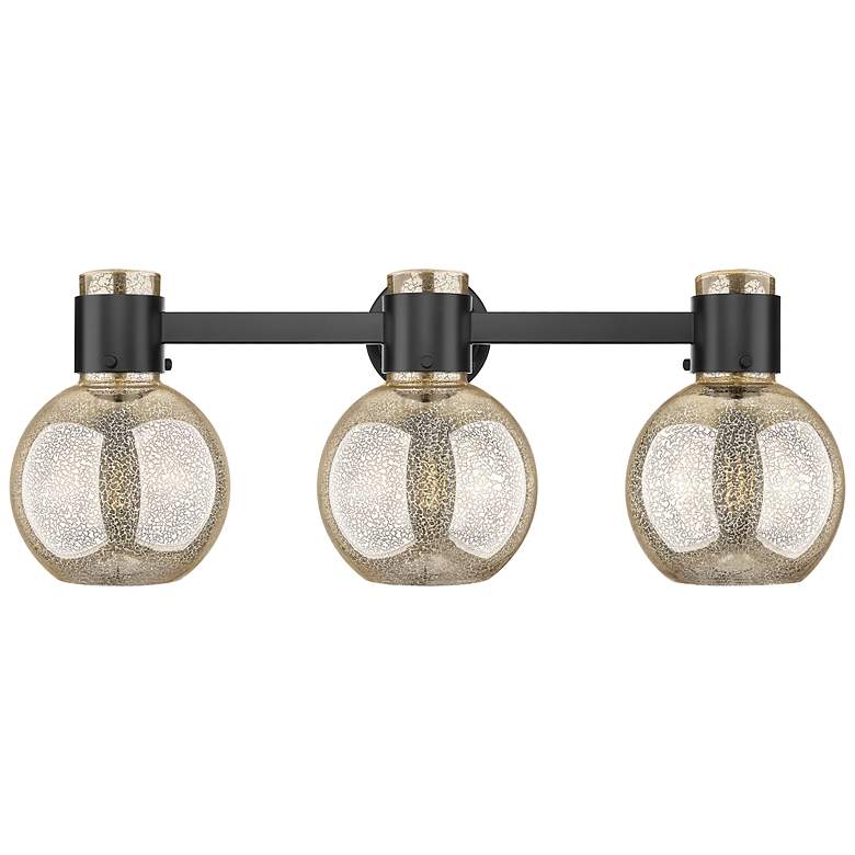 Image 2 Downtown Lawton Sphere 24"W Black Vanity Light w/ Mercury Shade more views