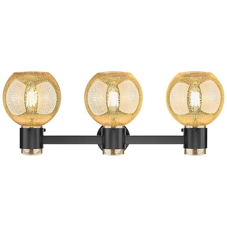 Image 3 Downtown Lawton Sphere 24"W Black Vanity Light w/ Mercury Shade more views