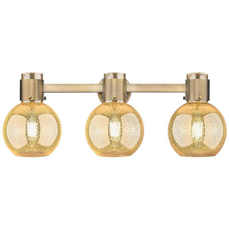 Image 1 Downtown Lawton Sphere 24"W Brass Vanity Light w/ Mercury Shade