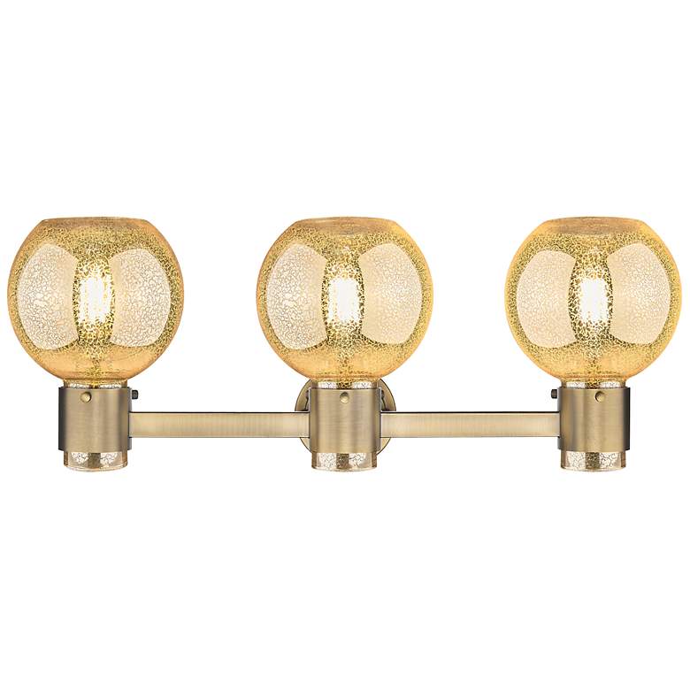 Image 3 Downtown Lawton Sphere 24"W Brass Vanity Light w/ Mercury Shade more views