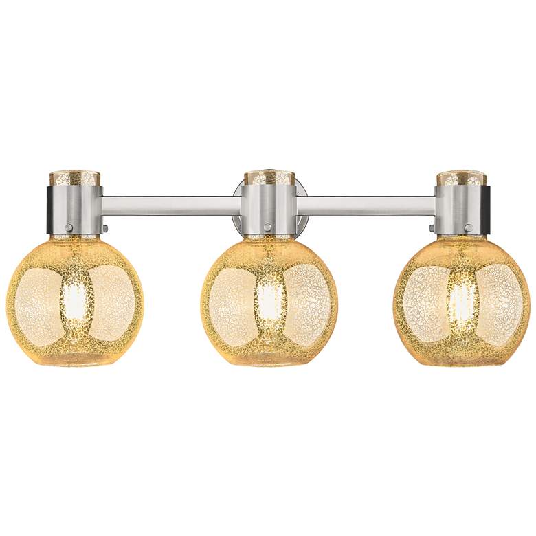 Image 1 Downtown Lawton Sphere 24"W Satin Nickel Vanity Light w/ Mercury Shade