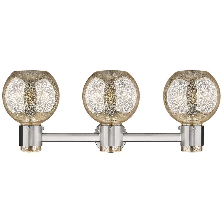 Image 4 Downtown Lawton Sphere 24"W Satin Nickel Vanity Light w/ Mercury Shade more views