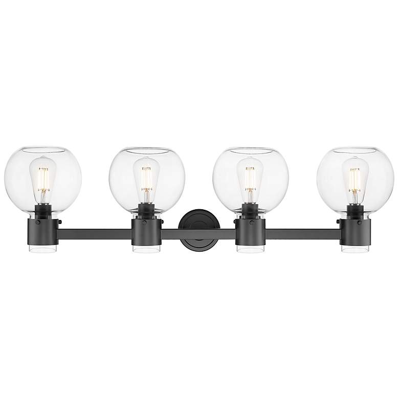 Image 2 Downtown Lawton Sphere 34"W 4 Light Black Vanity Light w/ Clear Shade more views
