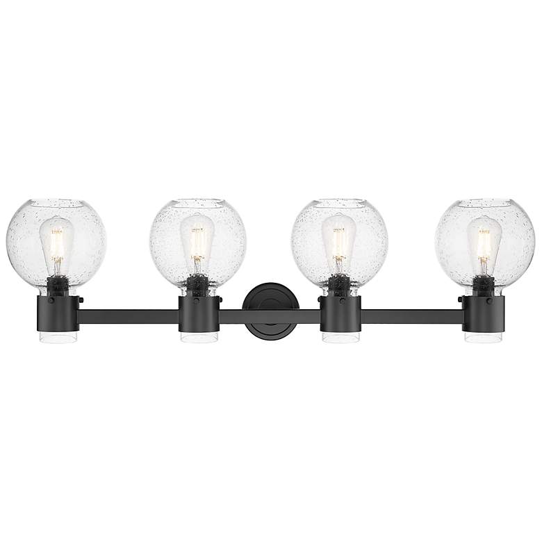 Image 2 Downtown Lawton Sphere 34"W 4 Light Black Vanity Light w/ Seedy Shade more views