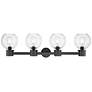 2_Downtown Lawton Sphere 34"W 4 Light Black Vanity Light w/ Seedy Shade more views