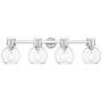 1_Downtown Lawton Sphere 34"W 4 Light Nickel Vanity Light w/ Clear Shade