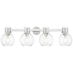 Downtown Lawton Sphere 34"W 4 Light Nickel Vanity Light w/ Clear Shade