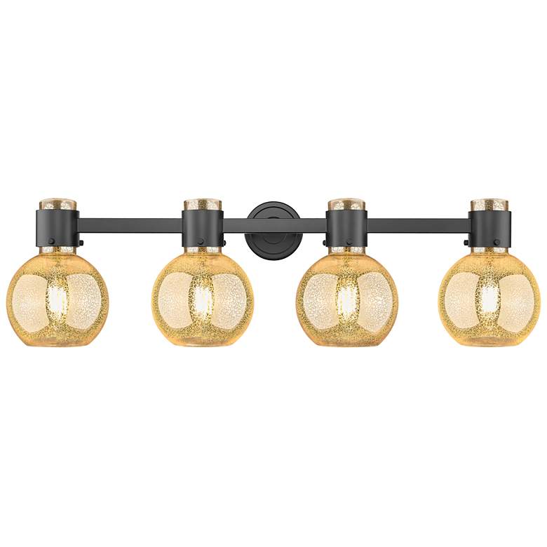 Image 1 Downtown Lawton Sphere 34"W Black Vanity Light w/ Mercury Shade