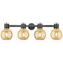 1_Downtown Lawton Sphere 34"W Black Vanity Light w/ Mercury Shade