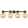 Downtown Lawton Sphere 34"W Black Vanity Light w/ Mercury Shade