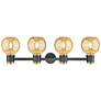 3_Downtown Lawton Sphere 34"W Black Vanity Light w/ Mercury Shade more views