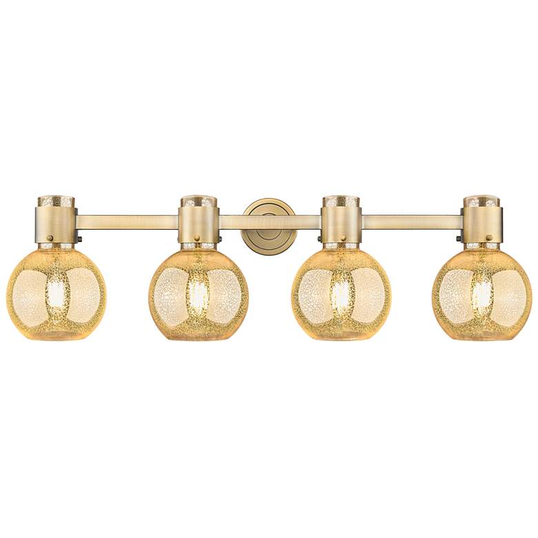 Image 1 Downtown Lawton Sphere 34"W Brass Vanity Light w/ Mercury Shade
