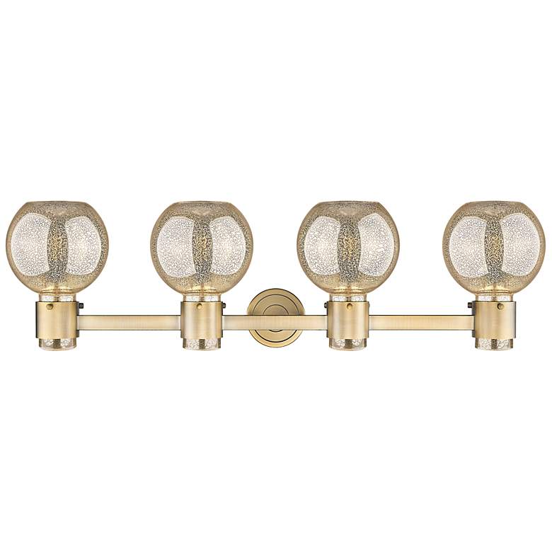 Image 4 Downtown Lawton Sphere 34"W Brass Vanity Light w/ Mercury Shade more views