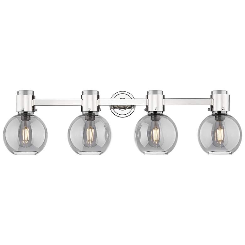 Image 1 Downtown Lawton Sphere 34"W Nickel Vanity Light w/ Light Smoke Shade