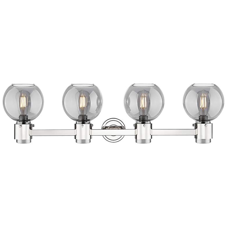 Image 2 Downtown Lawton Sphere 34"W Nickel Vanity Light w/ Light Smoke Shade more views