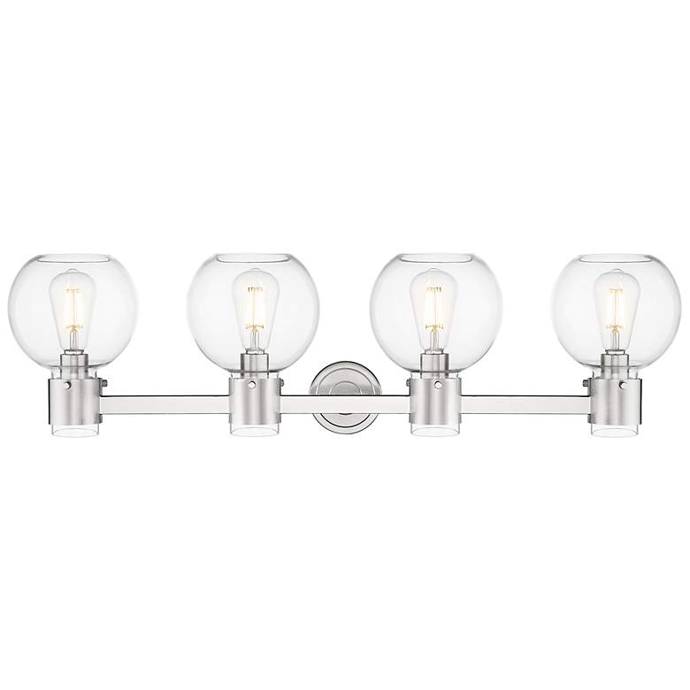 Image 2 Downtown Lawton Sphere 34"W Satin Nickel Vanity Light w/ Clear Shade more views