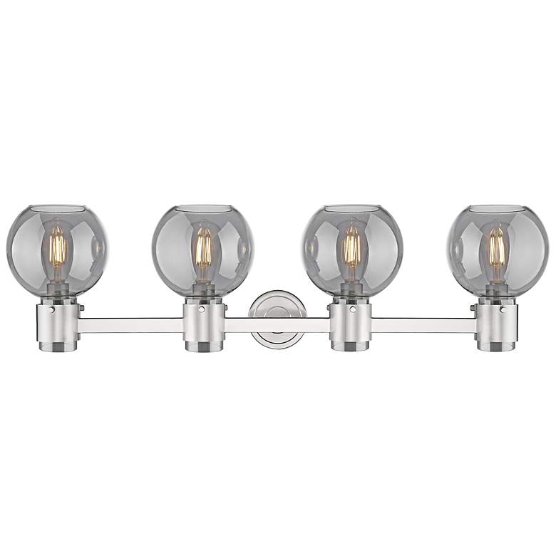 Image 2 Downtown Lawton Sphere 34"W Satin Nickel Vanity Light w/ Light Smoke Shade more views