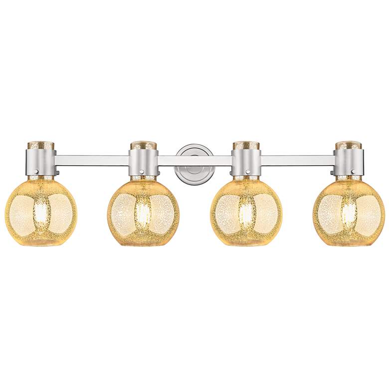 Image 1 Downtown Lawton Sphere 34"W Satin Nickel Vanity Light w/ Mercury Shade