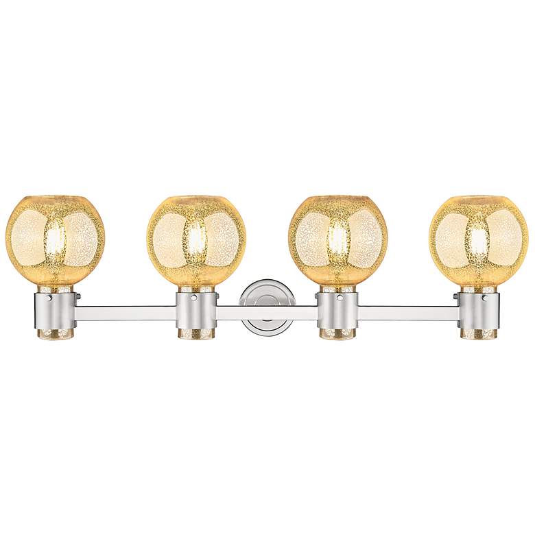 Image 3 Downtown Lawton Sphere 34"W Satin Nickel Vanity Light w/ Mercury Shade more views