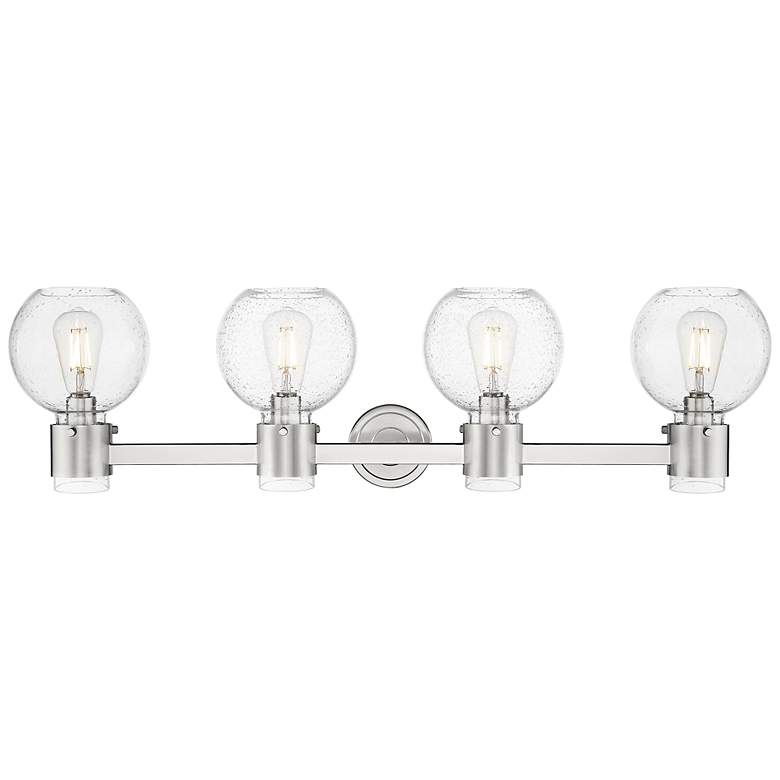 Image 2 Downtown Lawton Sphere 34"W Satin Nickel Vanity Light w/ Seedy Shade more views