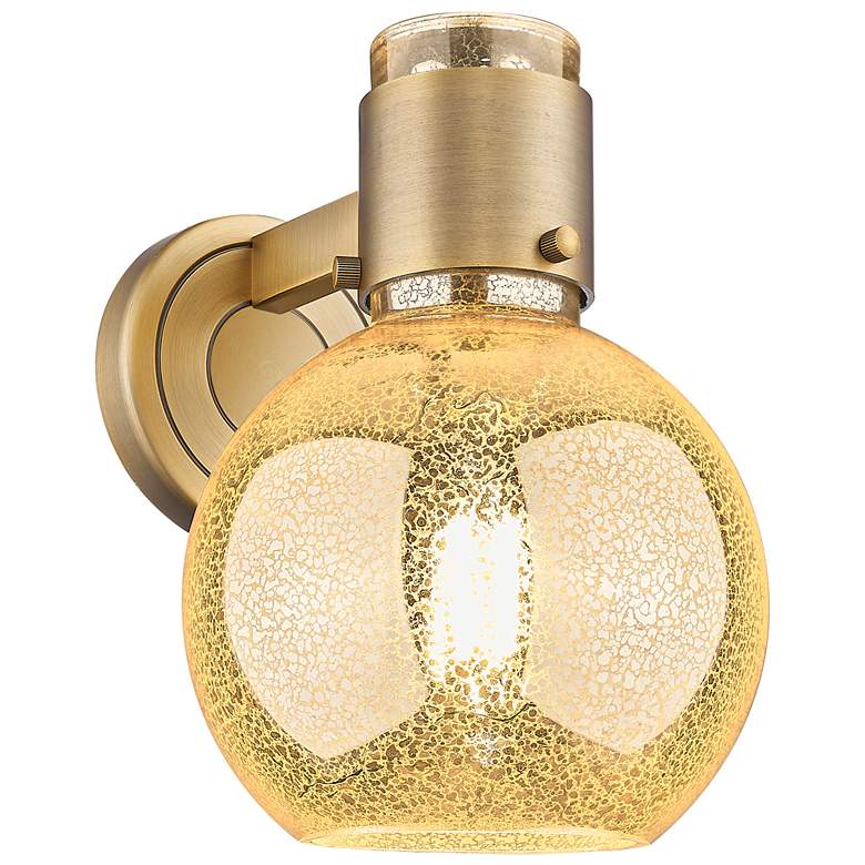 Image 1 Downtown Lawton Sphere 9 "H Brushed Brass Wall Sconce w/ Mercury Shade