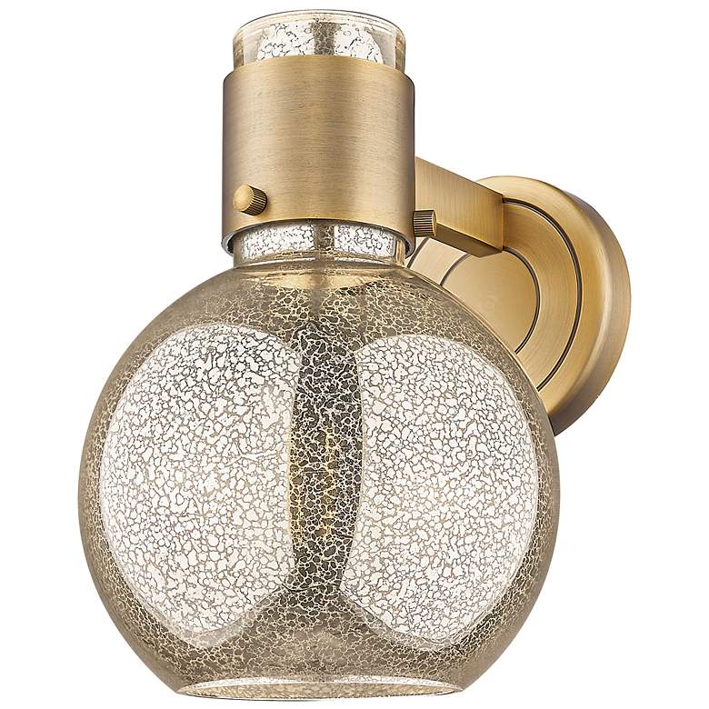 Image 3 Downtown Lawton Sphere 9 "H Brushed Brass Wall Sconce w/ Mercury Shade more views