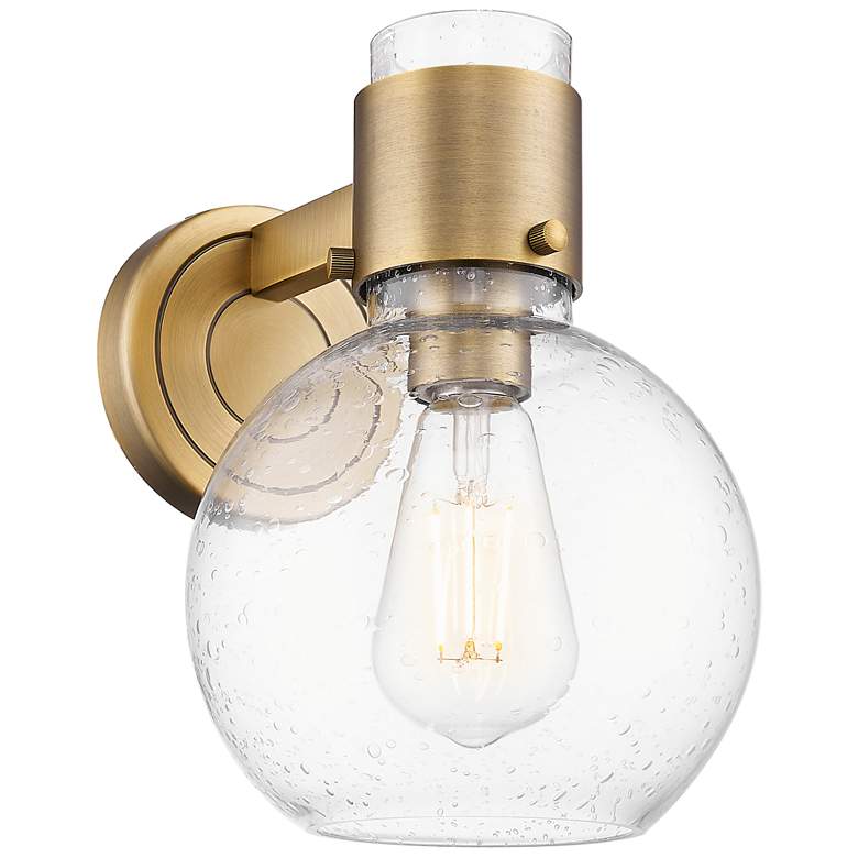 Image 1 Downtown Lawton Sphere 9 "H Brushed Brass Wall Sconce w/ Seedy Shade
