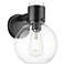 Downtown Lawton Sphere 9 "H Matte Black Wall Sconce w/ Clear Shade
