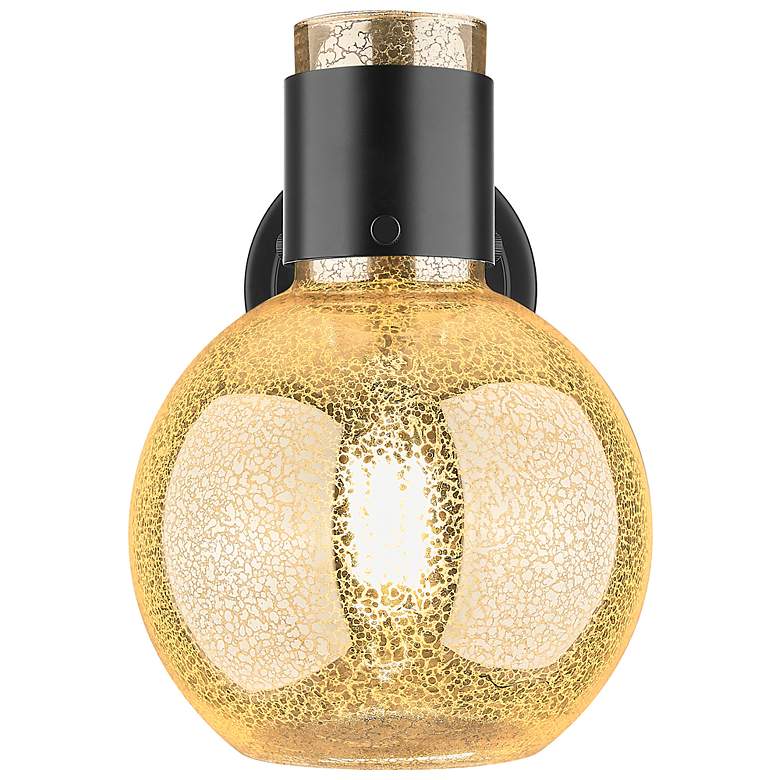 Image 2 Downtown Lawton Sphere 9 "H Matte Black Wall Sconce w/ Mercury Shade more views