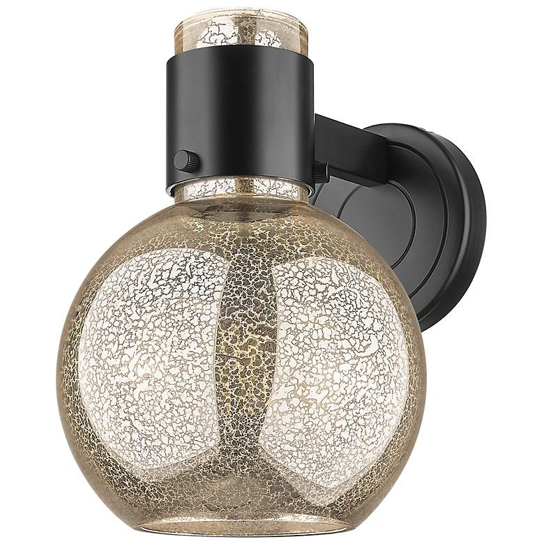 Image 3 Downtown Lawton Sphere 9 "H Matte Black Wall Sconce w/ Mercury Shade more views