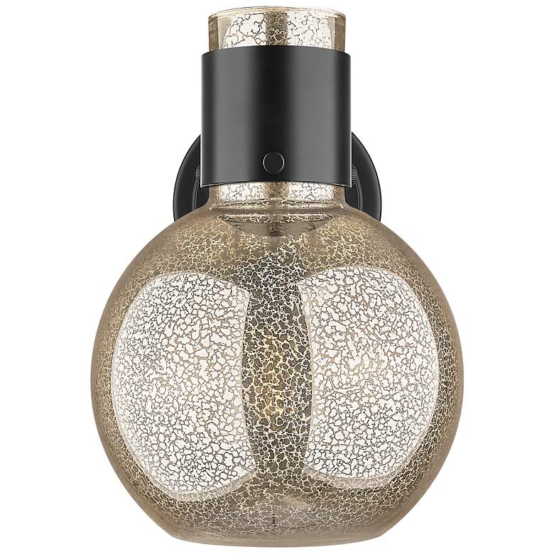 Image 4 Downtown Lawton Sphere 9 "H Matte Black Wall Sconce w/ Mercury Shade more views