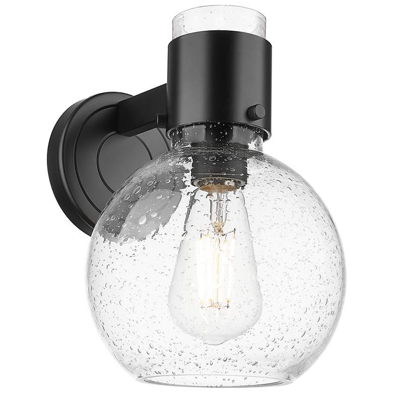 Image 1 Downtown Lawton Sphere 9 "H Matte Black Wall Sconce w/ Seedy Shade