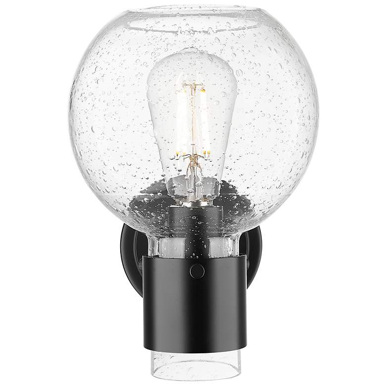 Image 4 Downtown Lawton Sphere 9 "H Matte Black Wall Sconce w/ Seedy Shade more views