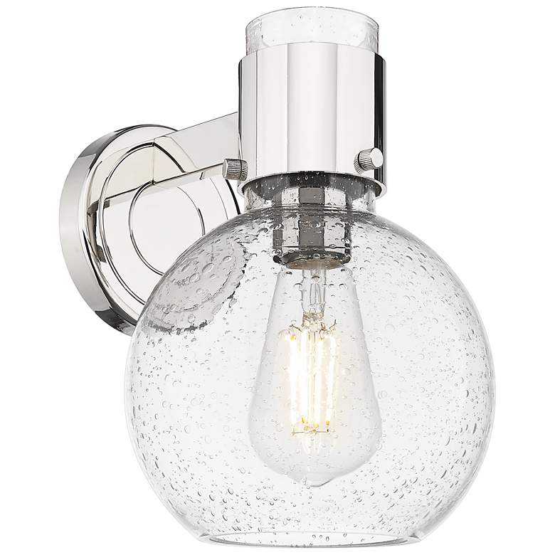 Image 1 Downtown Lawton Sphere 9 "H Polished Nickel Wall Sconce w/ Seedy Shade