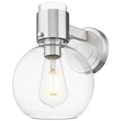 Downtown Lawton Sphere 9 "H Satin Nickel Wall Sconce w/ Clear Shade