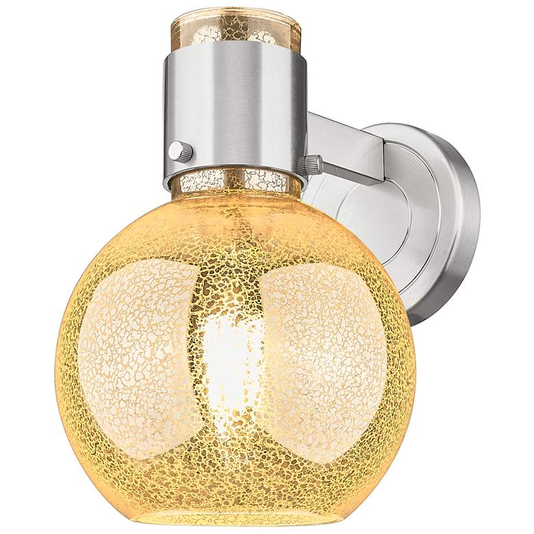 Image 1 Downtown Lawton Sphere 9 "H Satin Nickel Wall Sconce w/ Mercury Shade