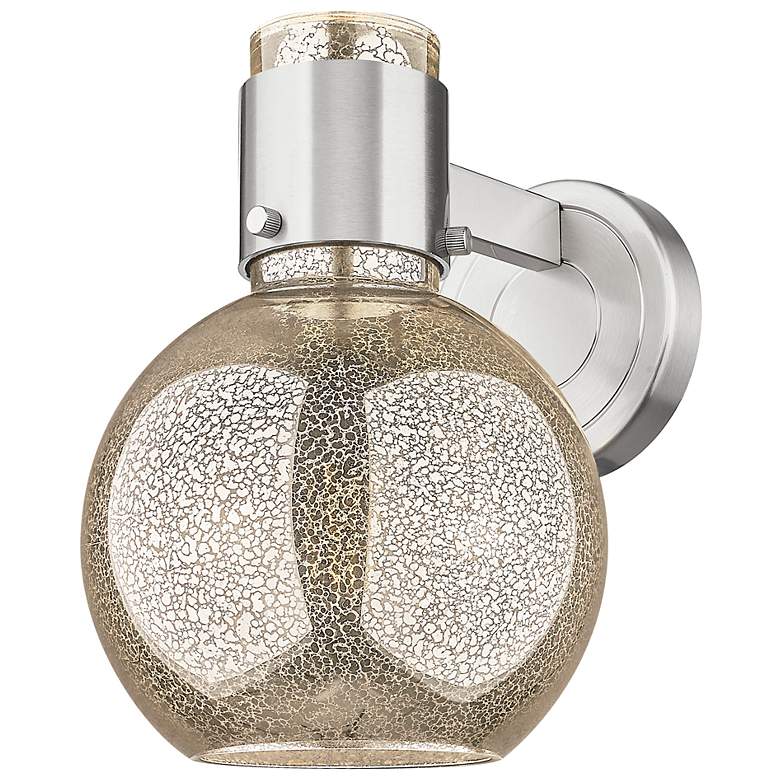 Image 3 Downtown Lawton Sphere 9 "H Satin Nickel Wall Sconce w/ Mercury Shade more views